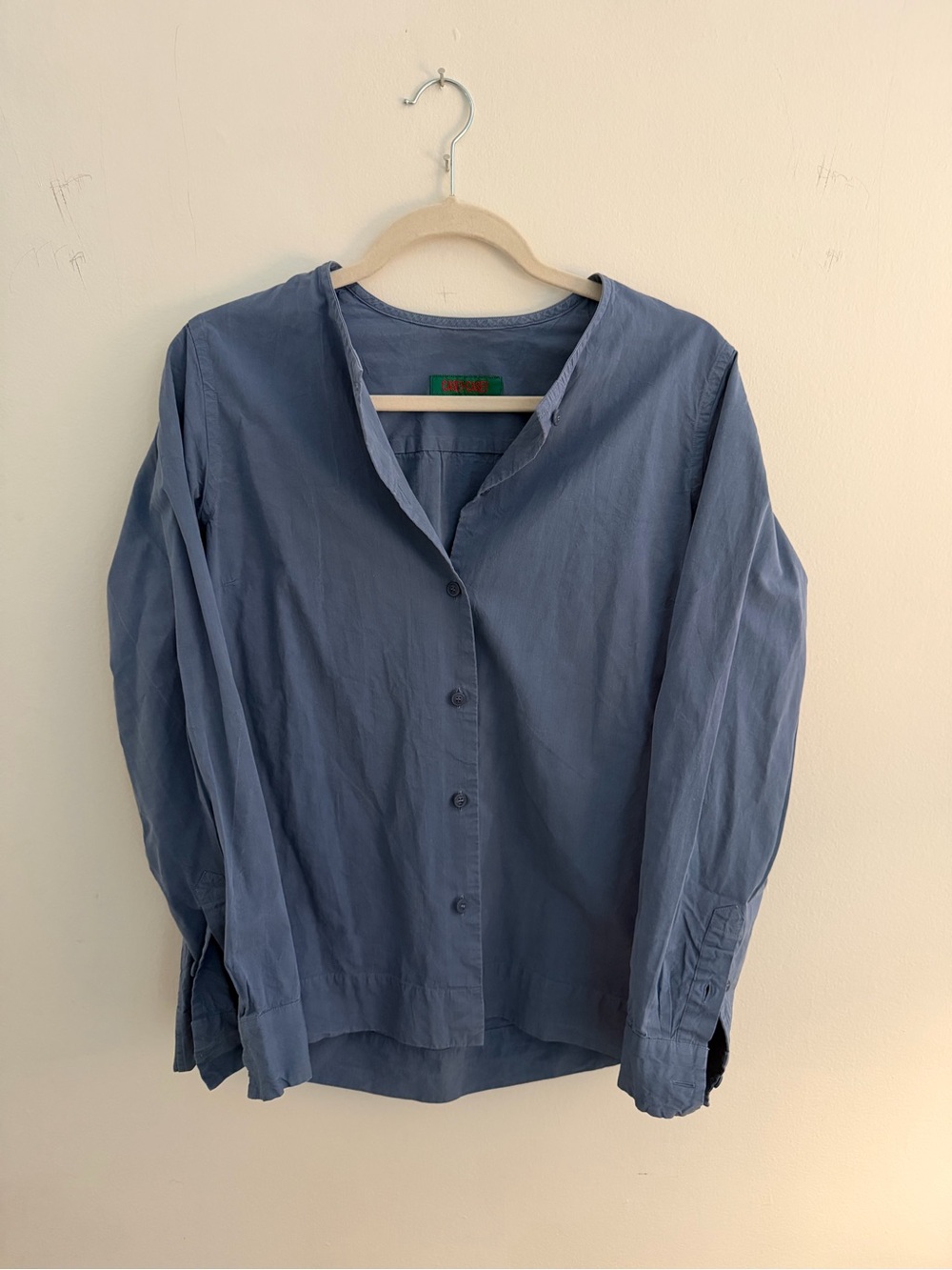 CASEY CASEY Slate Blue Button Down Shirt Hand Dyed Cotton Poplin M